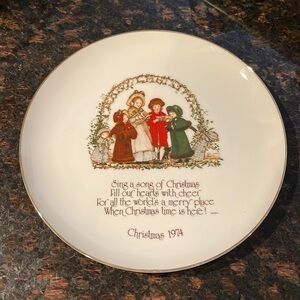 Holly Hobbie Christmas plate 1974